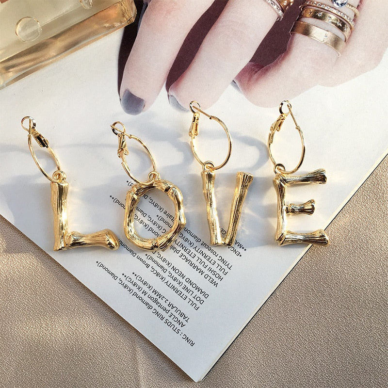 A~Z gold hoop earrings for girls