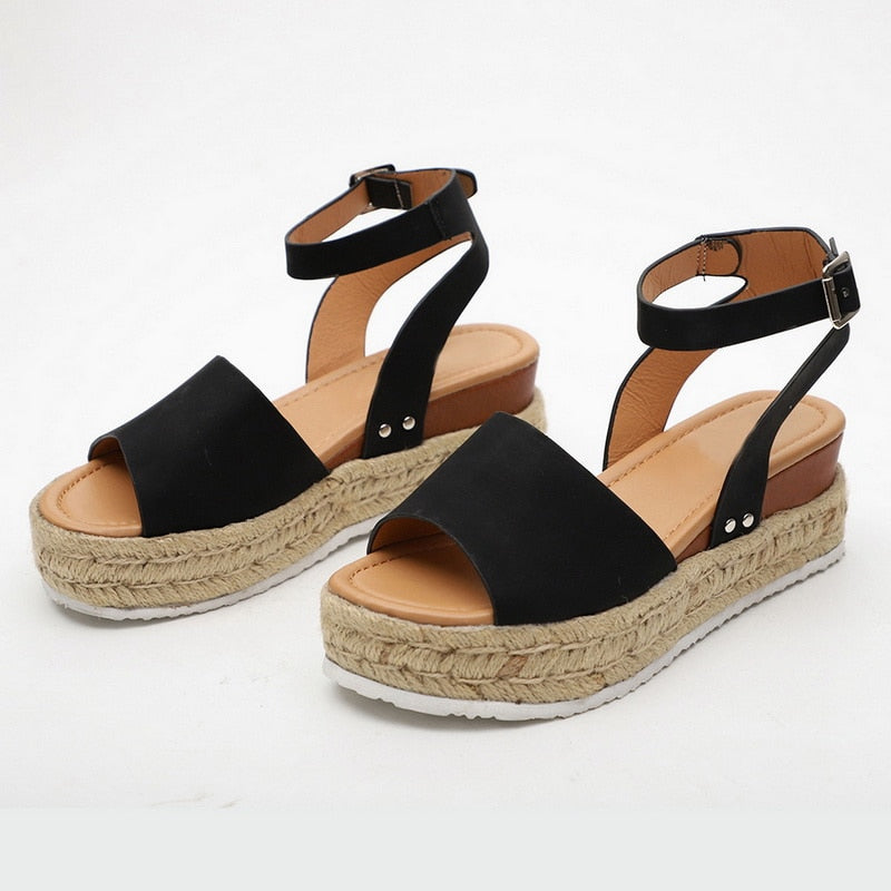 Leopard Wedges Sandals For Women High Heels Summer Shoes