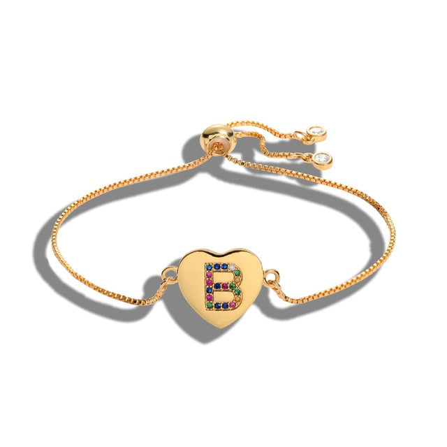 Cubic Zirconia 26 Alphabet Letter Charm Bracelet