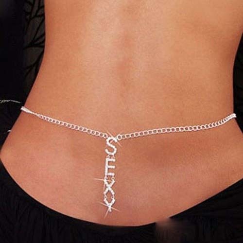 Silver Rhinestone Crystal Body Chain