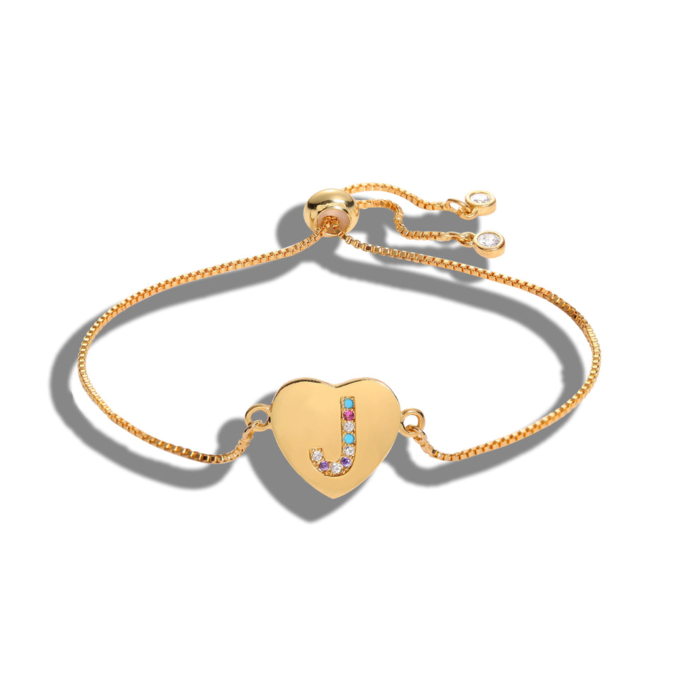 Cubic Zirconia 26 Alphabet Letter Charm Bracelet