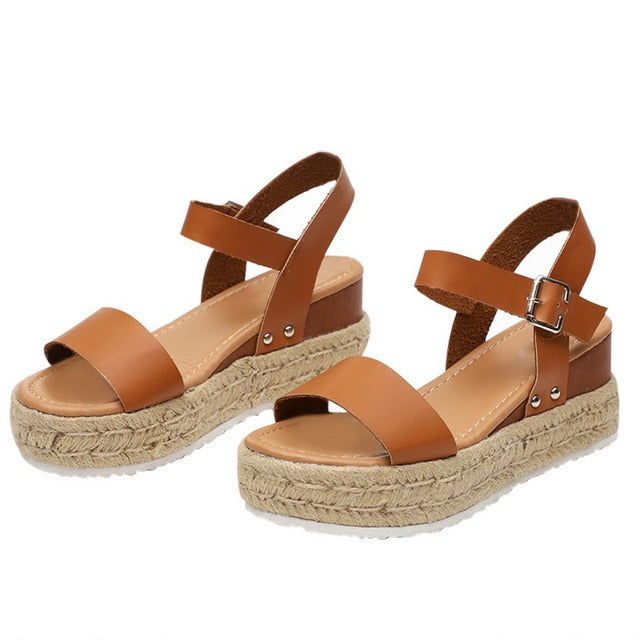 Leopard Wedges Sandals For Women High Heels Summer Shoes