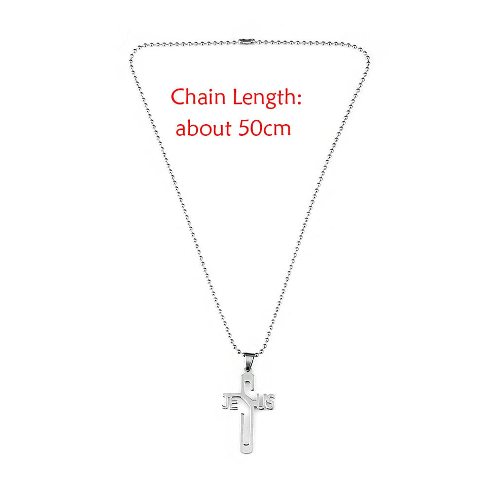 JESUS CROSS Fashion Pendant Necklace Jewelry Stainless Steel Chain