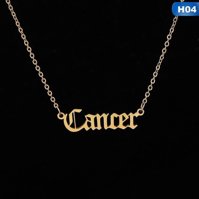 12 Zodiac Letter Constellations Pendants Necklace