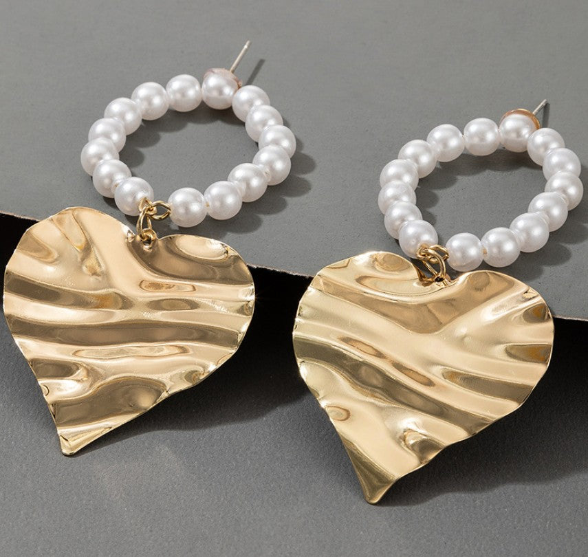 2021 spring and summer new earrings accessories geometric love circle pearl earrings women