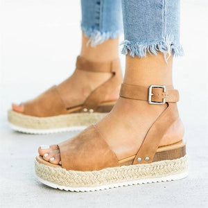 Leopard Wedges Sandals For Women High Heels Summer Shoes
