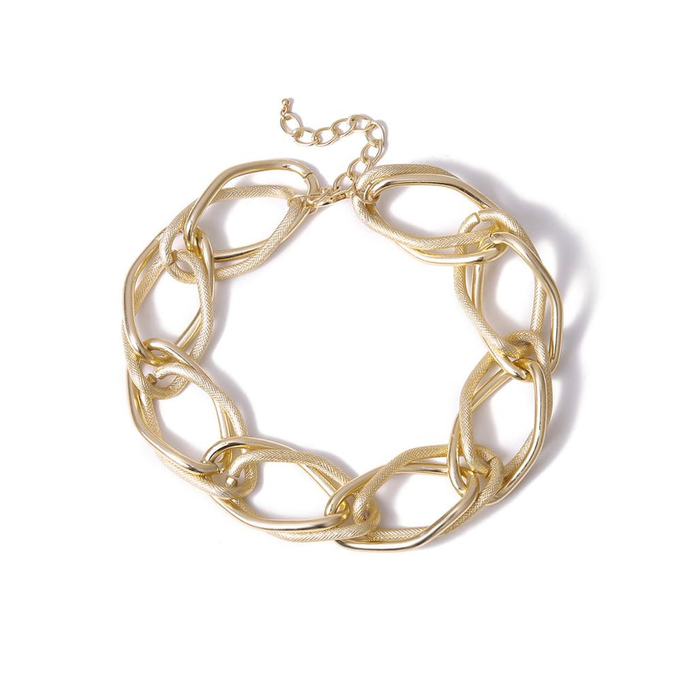 Lacteo Punk Multi Layered Golden Chain Choker Necklace Jewelry for Women Hip Hop Big Thick Chunky Clavicle Chain Charm Necklace