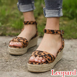 Leopard Wedges Sandals For Women High Heels Summer Shoes