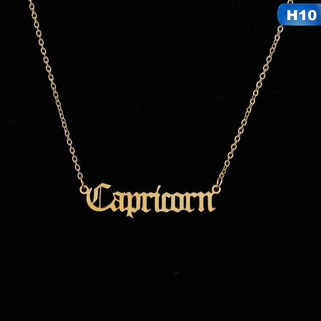 12 Zodiac Letter Constellations Pendants Necklace