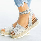 Leopard Wedges Sandals For Women High Heels Summer Shoes