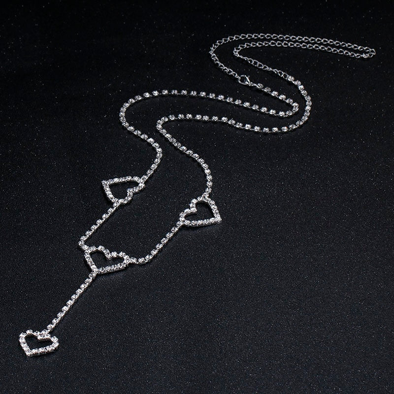 Silver Rhinestone Crystal Body Chain