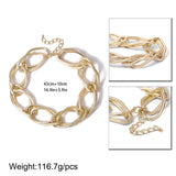 Lacteo Punk Multi Layered Golden Chain Choker Necklace Jewelry for Women Hip Hop Big Thick Chunky Clavicle Chain Charm Necklace