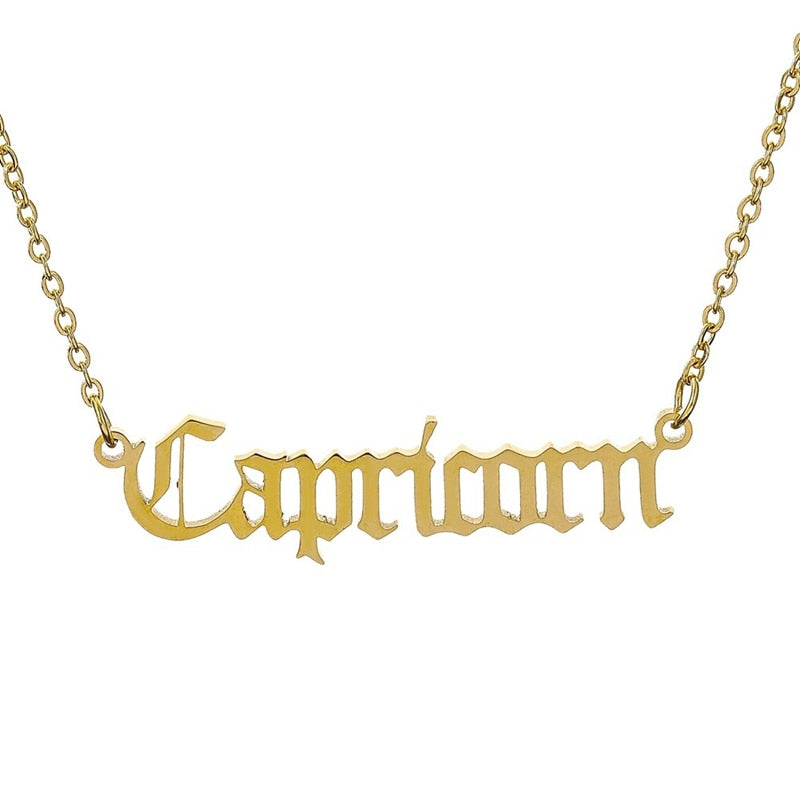 12 Zodiac Letter Constellations Pendants Necklace