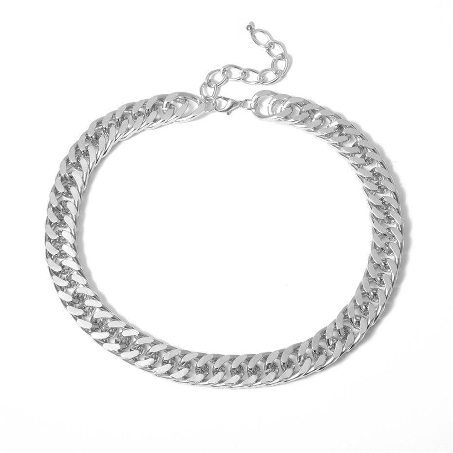 Punk Hip Hop Curb Cuban Thick Short Choker Necklace Men Simple Minimalist Chunky Collar Necklace