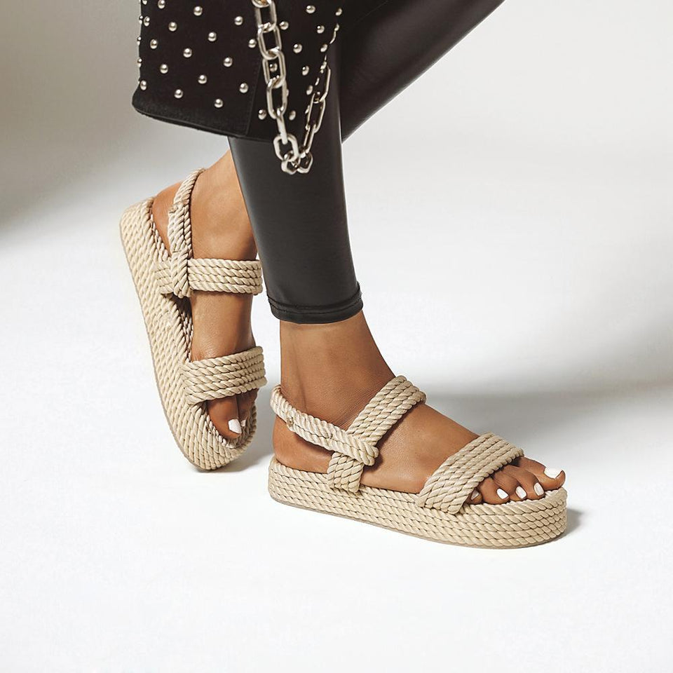 2020 New Summer Women Flat Sandals Rope Female Beach Shoes Wedge Shoes High Heel Comfortable Platform Sandals Sandalia Feminina