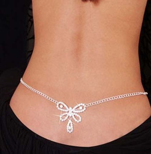 Silver Rhinestone Crystal Body Chain