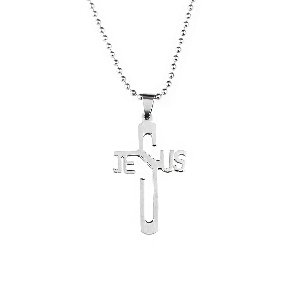JESUS CROSS Fashion Pendant Necklace Jewelry Stainless Steel Chain