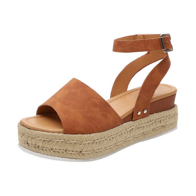 Leopard Wedges Sandals For Women High Heels Summer Shoes
