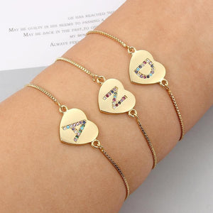 Cubic Zirconia 26 Alphabet Letter Charm Bracelet
