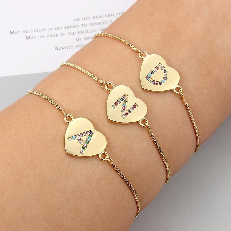 Cubic Zirconia 26 Alphabet Letter Charm Bracelet