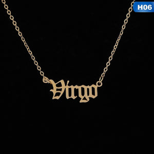 12 Zodiac Letter Constellations Pendants Necklace