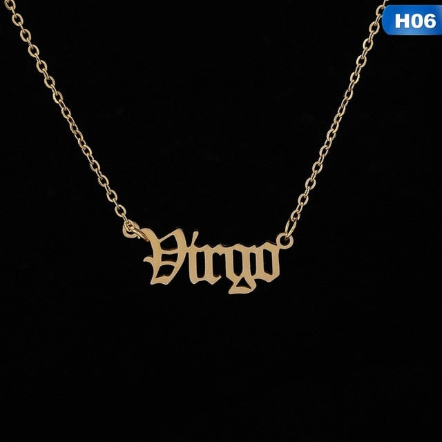 12 Zodiac Letter Constellations Pendants Necklace