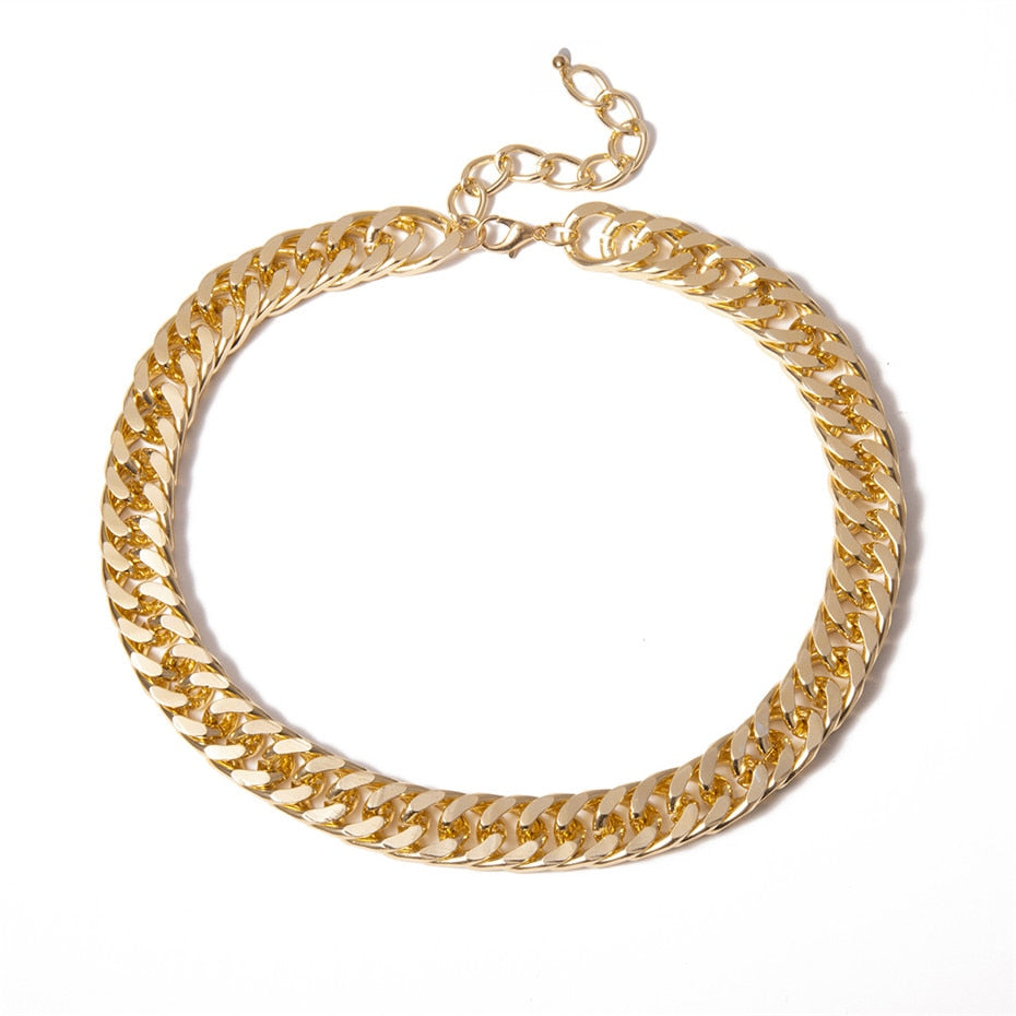 Punk Hip Hop Curb Cuban Thick Short Choker Necklace Men Simple Minimalist Chunky Collar Necklace