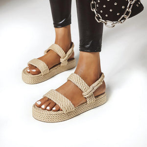 2020 New Summer Women Flat Sandals Rope Female Beach Shoes Wedge Shoes High Heel Comfortable Platform Sandals Sandalia Feminina