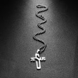 JESUS CROSS Fashion Pendant Necklace Jewelry Stainless Steel Chain