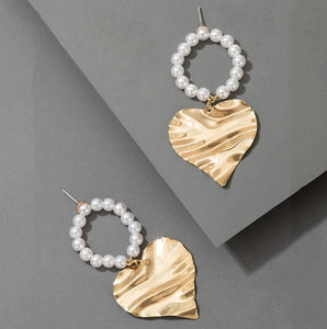 2021 spring and summer new earrings accessories geometric love circle pearl earrings women