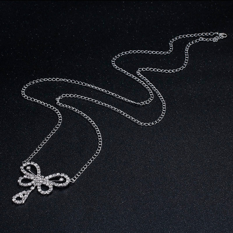Silver Rhinestone Crystal Body Chain