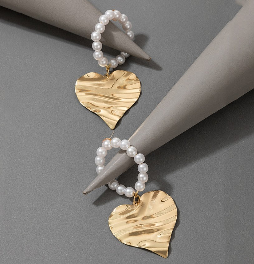 2021 spring and summer new earrings accessories geometric love circle pearl earrings women