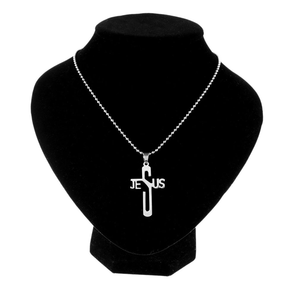 JESUS CROSS Fashion Pendant Necklace Jewelry Stainless Steel Chain