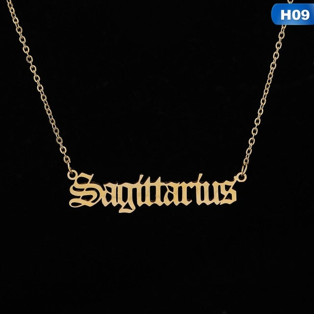 12 Zodiac Letter Constellations Pendants Necklace