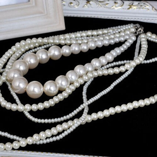 Women's Long Layered Chains / Pearl Strand / Long Necklace Multilayer, Normal Length White Fashionable Necklaces Jewelry