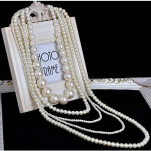 Women's Long Layered Chains / Pearl Strand / Long Necklace Multilayer, Normal Length White Fashionable Necklaces Jewelry