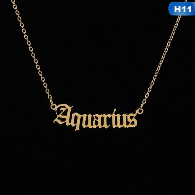 12 Zodiac Letter Constellations Pendants Necklace