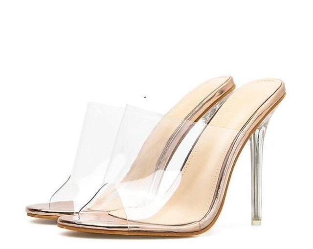 Women Slippers Comfortable Soft Sandals Sexy Women Shoes Party Crystal Transparent High Heel