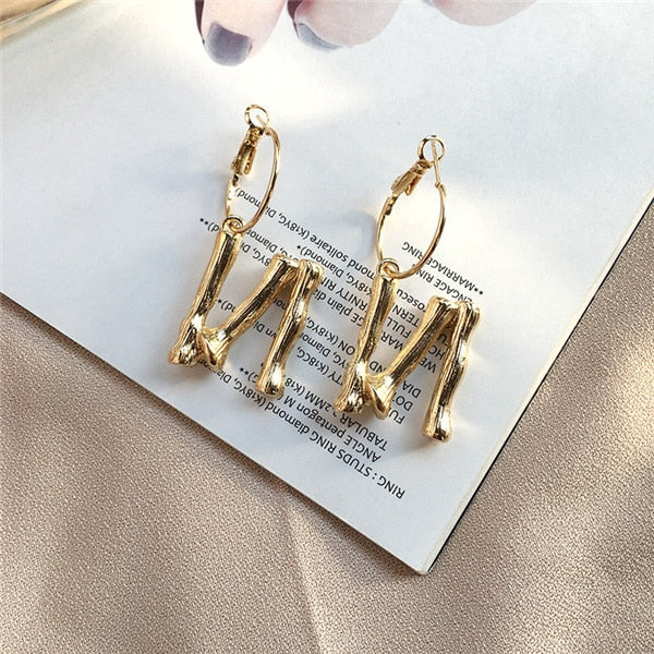 A~Z gold hoop earrings for girls