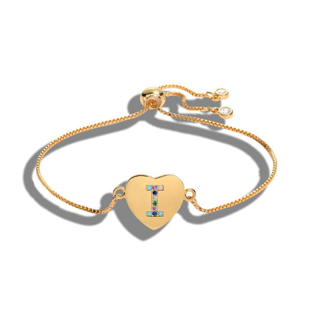 Cubic Zirconia 26 Alphabet Letter Charm Bracelet