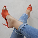 Pointed Stiletto High Heel 12.5CM Slippers Sandals Rubber Sole Woman Shoes