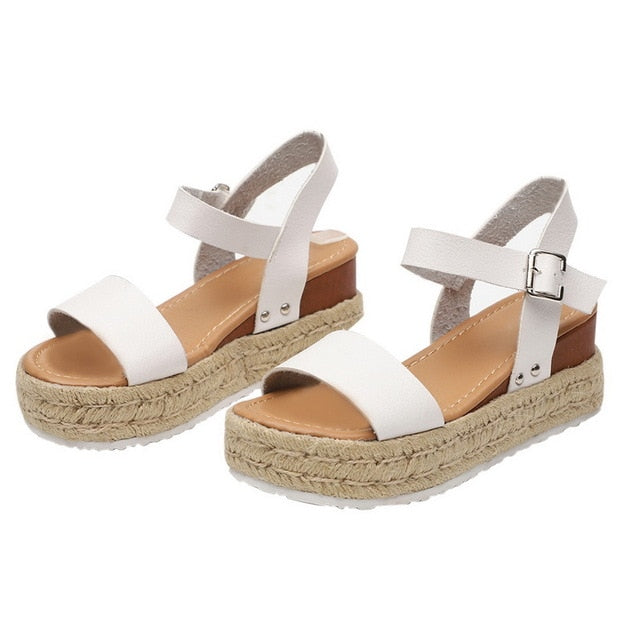 Leopard Wedges Sandals For Women High Heels Summer Shoes