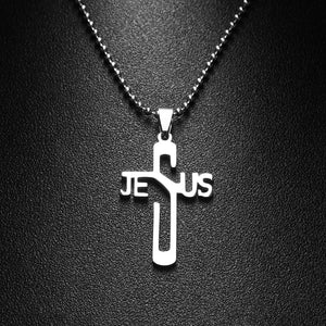 JESUS CROSS Fashion Pendant Necklace Jewelry Stainless Steel Chain