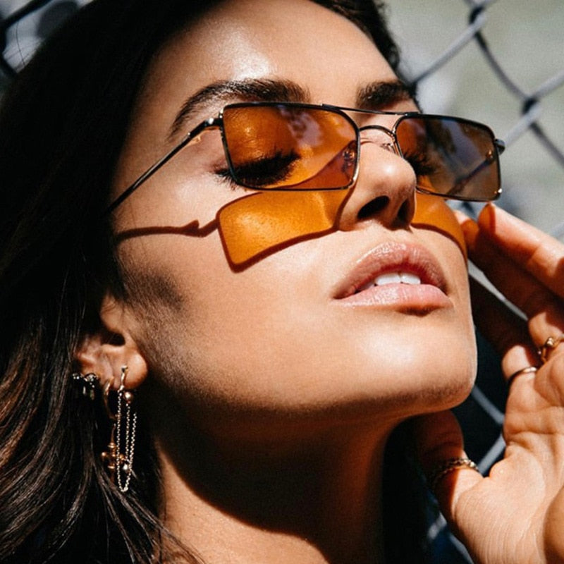 Fashion Tiny Narrow Rectangle Sunglasses Women Thin Small Sun Glasses Brand Designer Vintage Glasses