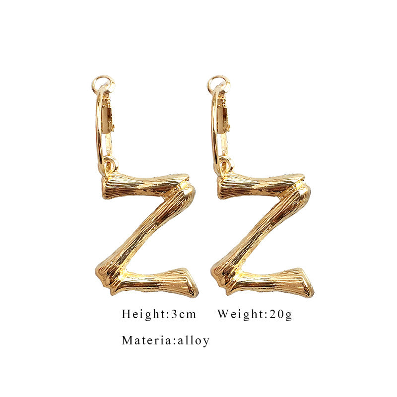 A~Z gold hoop earrings for girls