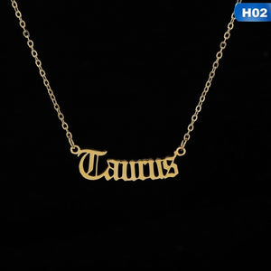 12 Zodiac Letter Constellations Pendants Necklace