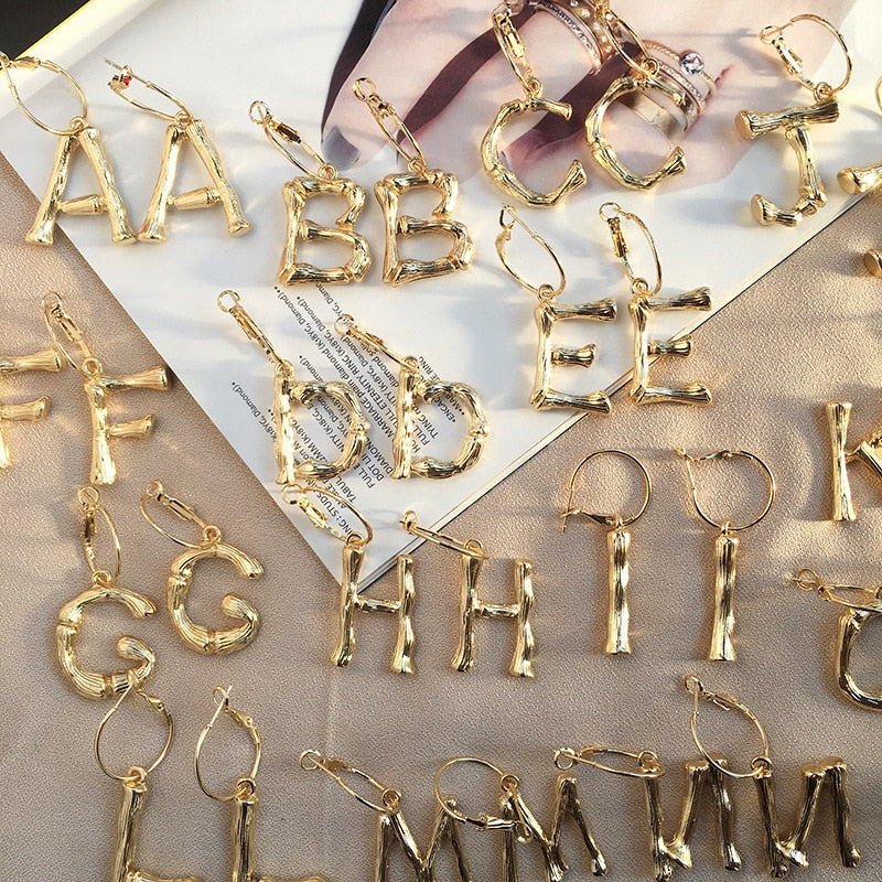 A~Z gold hoop earrings for girls