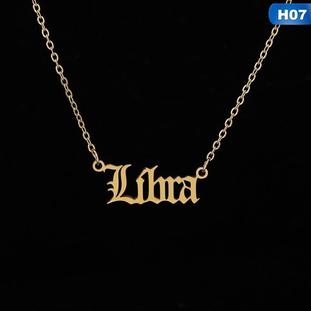 12 Zodiac Letter Constellations Pendants Necklace
