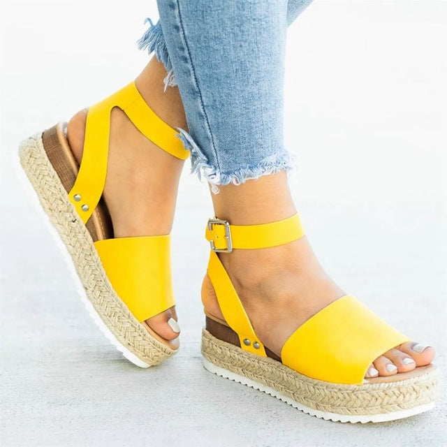 Leopard Wedges Sandals For Women High Heels Summer Shoes