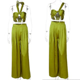 Casual Bandage Two Piece Set Women  Summer Sexy Hater Backless Crop Top Pants Sets 2 Piece Sets Womens Outfits Clubwear